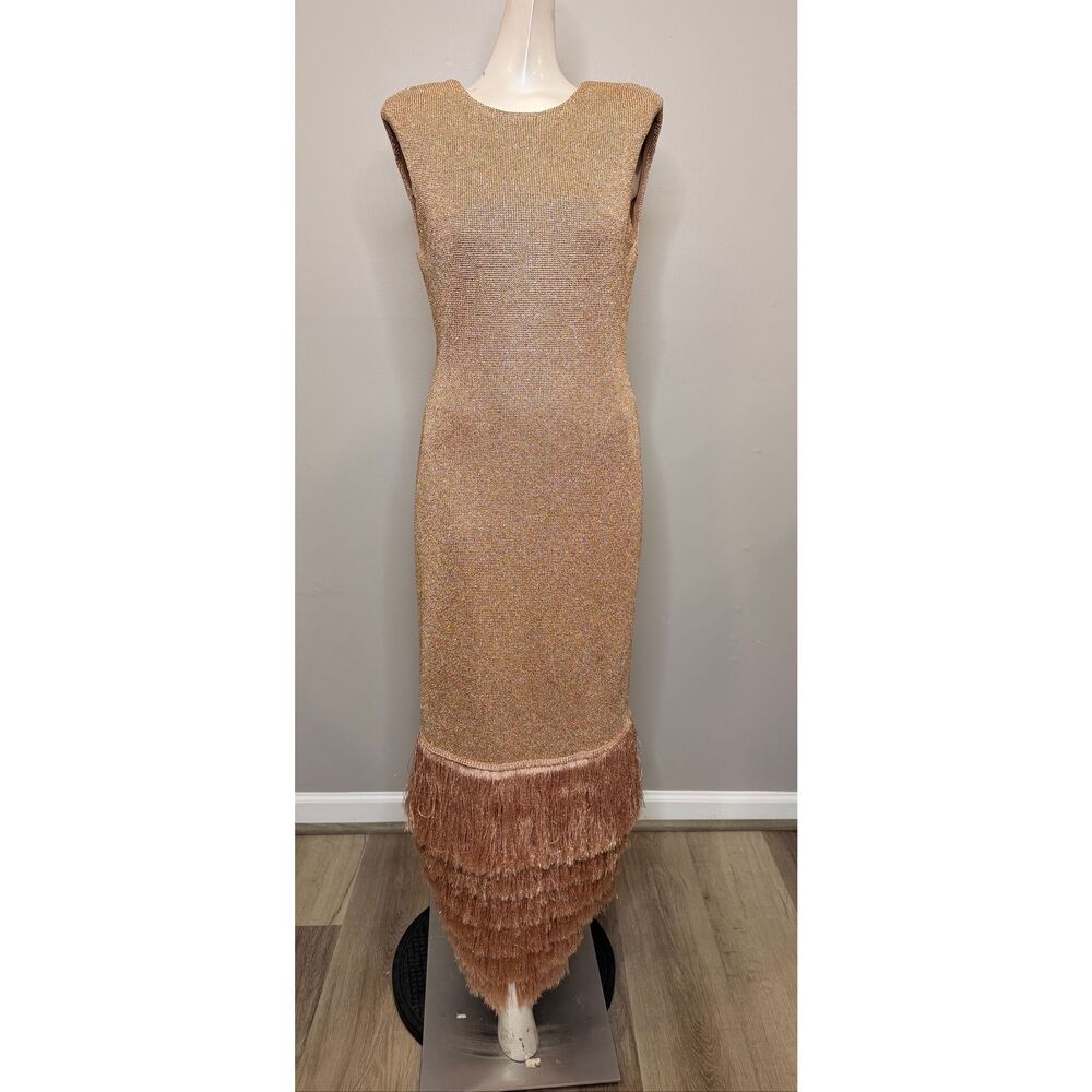 AJE BREEZE KNIT MIDI DRESS IN ROSE GOLD SIZE MEDIUM $639 - Picture 6 of 13